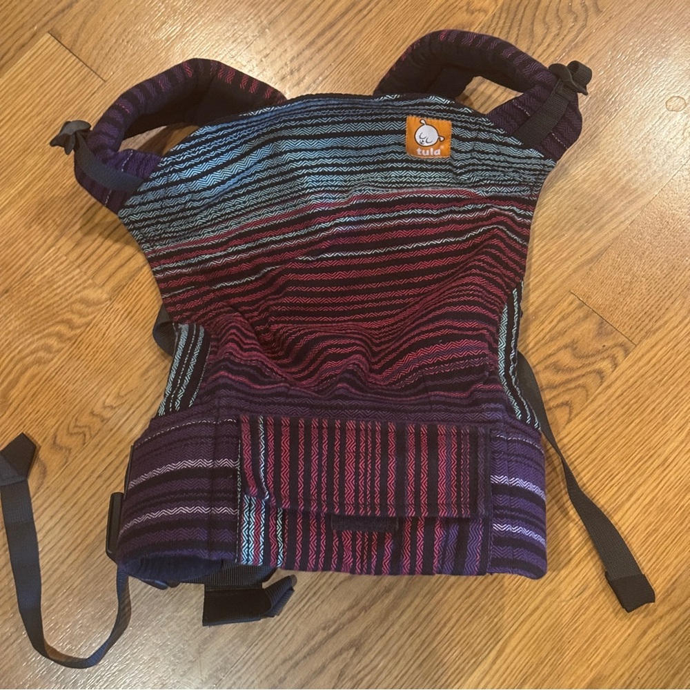 Tula Carrier in Purple, Pink, Blue Striped Pattern